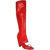 Liliana Women's Chunky Block Heel Peep Open Toe Knee High Boots