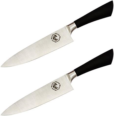 Chef Knife - Ultimate Kitchen Tool for Cutting Meat, Cheese &amp; Vegetables - Premium Sharp Blade for Easy &amp; Fast Slicing - Superb Stainless Steel Multipurpose 8’’ Straight Edge Knives (2-pack)