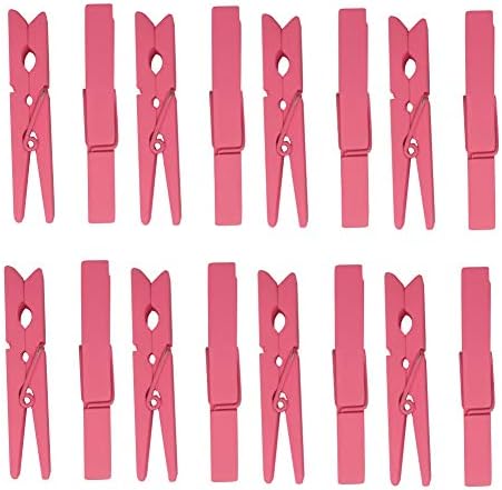 Wood Craft Clothespins Pegs with Spring 2.9" Pack of 40 (Pink)