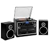 auna stereo-installatie 388-BT met muzieksysteem met draaitafel (dubbel cassettedeck, digitaliseringsfunctie, voor cd…