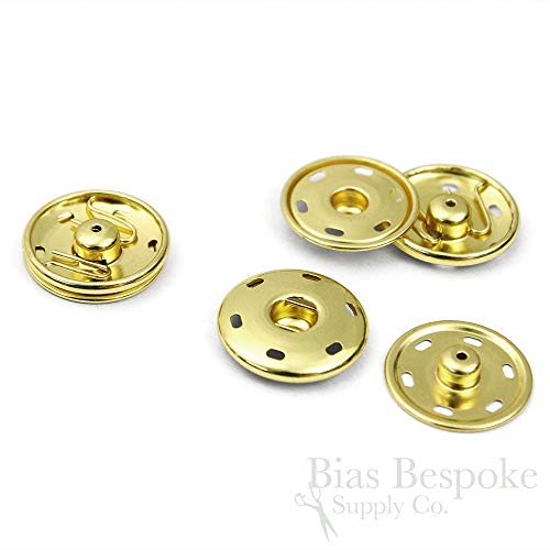 12 Sets of Sew-on Snaps, 30mm, Gold