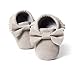 LIVEBOX Infant Baby Girls and Boys Premium Soft Sole Moccasins Tassels Prewalker Anti-Slip Toddler Shoes (S: 0~6 Months, Bow-Light Grey)