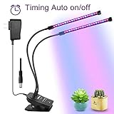 Grow Light for houseplants, Timing Automatic Work and Dimming, MUIZLUX Red and Blue Spectrum Dual Head Gooseneck Growing Strip lamp for Indoor Succulent Ochids Hydroponics