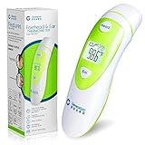 Clinical Forehead and Ear Thermometer - Most Accurate No Contact Infrared Electronic Digital Dual Mode Instant Read Thermometer Fever Warning for Baby Kids Child Toddler Adult, Batteries Included