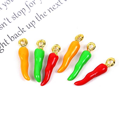WEFOO 30 pcs Alloy Enamel Pepper Chili Pendants Beads DIY for Necklace Bracelet Jewelry Making