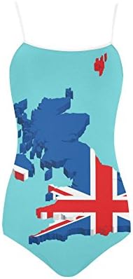 Abbie Miller Flag Nylon and Spandex Slip One Piece Swimsuit for Women,M