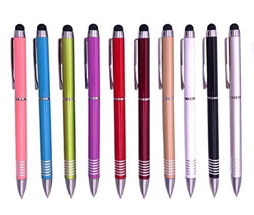 Stylus Pens，2 in 1 Capacitive Stylus，iPhone Touch Pen & Ballpoint Pens for Touch Screens，for iPad，iPhone，Samsung，HTC，Kindle and More，(10 Colors)