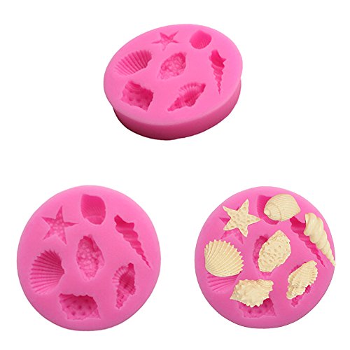 Chige Candy Mold, Silicone Baking Trays - Food Grade & BPA Free - Not Sticky Cake Decoration Mould For Mousse,Chocolate Brownie,Jelly,Ice Cream,Chiffon,Cheesecake,Fondant (Conch Shells)