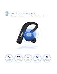 [Último Ver.] STERIO   Auriculares inalámbricos Bluetooth V4.2 con Bluetooth IPX5 a prueba de sudor, con micrófono para iOS y Android, compatible con Apple, Samsung, LG, HTC,