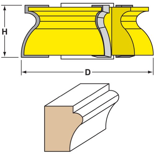 Woodtek 832763, Shaper Cutters, Cabinet Door Finger Pull Bead Detail 3/4