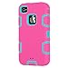 iPhone 4S Case,Shockproof Heavy Duty Combo Hybrid Defender High Impact Body Rugged Hard PC & Silicone Case Protective Cover For Apple iPhone 4 4S (Rose Green)