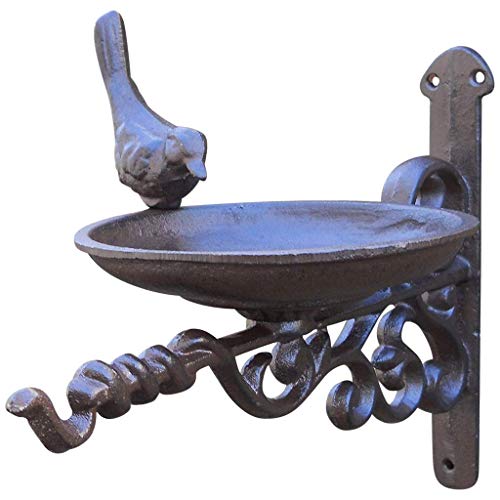 Cast Iron Combo Mini Birdbath Bracket with Hook