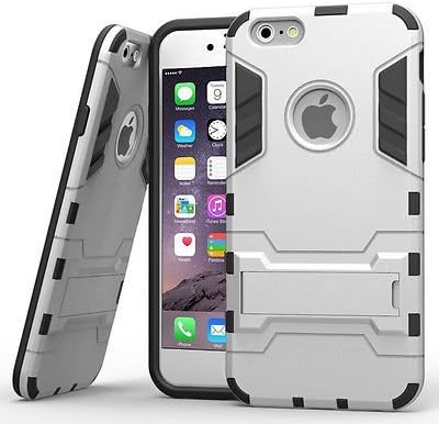 Silver Rugged Case Shockproof Rugged Hybrid Rubber Hard Cover Case for iPhone 5-5S-5SE (Silver)