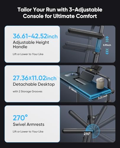 6-in-1 Folding Treadmill for Home with Removable Table, 3.0HP Walking Pad with Incline up to 12%, 12 km/h Foldable Walking Pad Treadmill with 15 cm Telescopic Handle and RGB Lights,330LBS Load