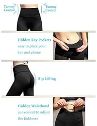 Luxina Pantalones de yoga de cintura alta Leggings de entrenamiento para dama Control de barriga Elástico