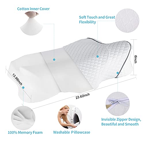 Contour Pillows for Neck Pain, GOBRUREEY Firm Cervical Pillow for Neck