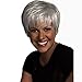 DEYSSNE Women's Short Fluffy Sliver Grey Heat Resistant Synthetic Wig for Mom Grandma