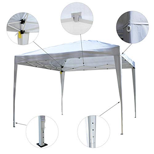 FDInspiration White 9.8x9.8 FT Pop Up Gazebo Canopy Party Tent Foldable Design Shelter Outdoor Sun Shade w/Storage Bag with Ebook - Thumbnail 2