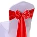 Gold Fortune 10-Pack Red Satin Chair Sashes - 7x108 Inch Wedding Chair Bows for Banquet, Party Decorations, Thanksgiving Event - Adjustable Satin Ties for Table Decor (10 Count)