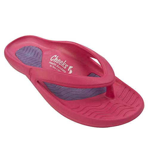 Cheeks Health Sandals, by Tony Little – One Piece Foot Technology; Made from Low Impact EVA Plastic, Waterproof, Lightweight with Arch Support, Molded Footbed,Gel Insoles – Health Sandals Solid – Pink – Size 8
