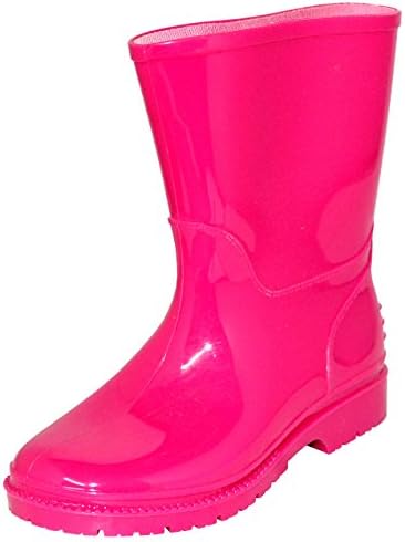 Children's / Toddler's Waterproof Rain Boots, Rubber Rain Shoes Sizes 5-10 (7, Fuchsia)