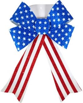Patriotic July 4th PVC Glitter Bows - 2 Pack Assorted Styles