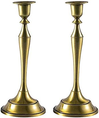 EASYBUY 2PCS Metal Taper Candle Holder,Bronze Candlestick Holder,Candelabra Candle Stand,European Alloy Furnishing Articles for Wedding Home Decor -10x25cm