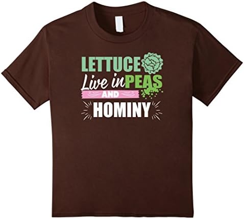 Kids Lettuce Live in Peas &amp; Hominy Vegan T Shirts 10 Brown