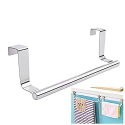See Mziart Modern Towel Bar with Hooks for Bathroom and Kitchen, Brushed Stainless Steel Towel Hanger Over Cabinet (9 inch) Details