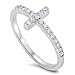 CloseoutWarehouse Cubic Zirconia Christian Sideway Cross Ring Sterling Silver Size 8