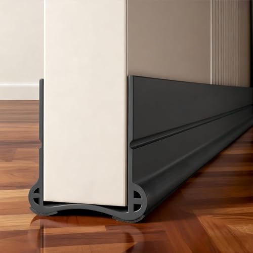 36” Under Door Draft Stopper, Door Draught Excluder for Bottom of Doors, PVC Door Seal for Protection from Sound, Cold, Moisture and Insects (Black)