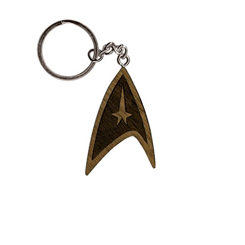 Star Trek Into Darkness Walnut Inked and Screened Laser Engraved Keychain