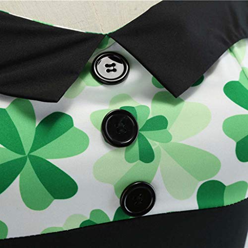 St. Patrick's Day Women's Dress Without Sleeve Clover Sleeveless Halter Dress Evening Print Party Prom Swing Dress - Thumbnail 6