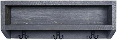 Rooms Organized Rustic Gray wall Mounted Coat ,Hat, Towel, Mug Rack with Storage Shelf Wood 30.75 w x 10." h 6.5" deep
