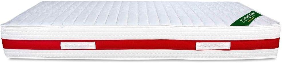 EVERGREENWEB – Single Mattress 80 x 200 cm High 22 cm Orthopaedic Memory Foam and Waterfoam Massage Effect + Memory Foam Pillow, Removable White Lining, Ideal for Bed Bases and Beds
