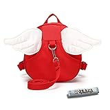 EPLAZA Angle with Wings Baby Walking Safety Harness Reins Toddler Child Strap Backpack Kid for 3-6 years old (red)