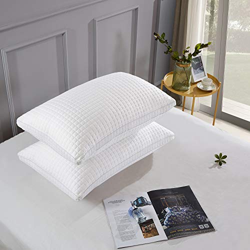2 Pack Bed Pillows for Sleeping-Hypoallergenic Down Alternative Sleeping Bed Pillow with Plush Fiber Fill, Adjustable Hotel Collection Pillow for Back, Stomach, Side Sleepers-Queen Size(18X28Inches)