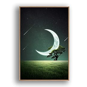 Framed Canvas Wall Art for Living Room, Bedroom Moon with Bright Canvas Prints for Modern Home Decoration Ready to Hang - 16"x24" inches