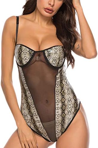 Sinwo Women Sexy Print Lace One-Piece Underwear Bodysuit Jumpsuit Teddy Lingerie