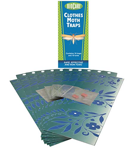BioCare | Superior Clothes Moth Traps with Pheromone Lures (Contains 10 Complete Traps) | Non-Toxic & Pesticide Free | Child & Pet Friendly| Made in USA