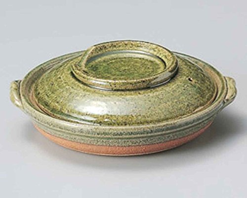 Click Here to See More Images Oribe Yanagawa for 2-3 persons 7.9inch Donabe Japanese Hot pot Green Ceramic Made in Japan