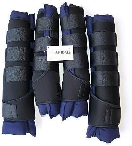 Amidale HORSE STABLE BOOTS TRAVEL BOOTS WRAPS SET OF FOUR NAVY BLUE XL, L, M, S (LARGE)