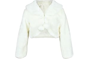 HCABL Girls Faux Fur Dress Coat Flower Girl Bolero Jacket Princess Cape Winter 1-10…