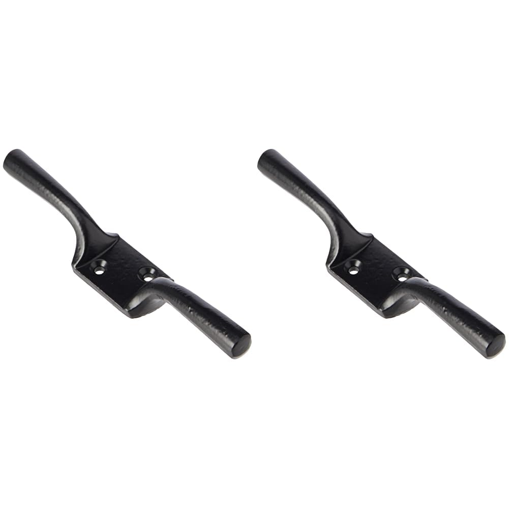 Merriway® BH00404 Cleat Hook, 150 mm (6 inch) - Black Japanned (Pack of 2)