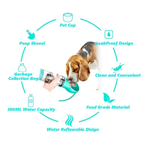Browfin 4 in 1 Dog Water Bottle, Pet Portable Water Bottle with 300ML Water Tank, Dog Food Storage, Poop Shovel… - Image 4
