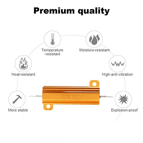 LAMNU 25 Ohm 50W Resistor for Ring Doorbell,Ring Doorbell 2,Ring Doorbel Pro and Nest Doorbell,Aluminum Case Wirewound Chassis Mounted (Pack of 3)