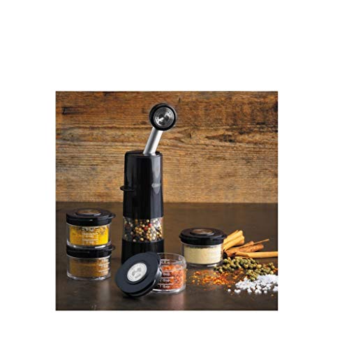 Christopher Kimball Ratchet Spice Grinder with Storage Jar, Black, 20477