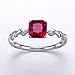 Merthus 7x7mm Square Shape Simulated Ruby 925 Sterling Silver Twist Rope Band Ring for Women Size 8