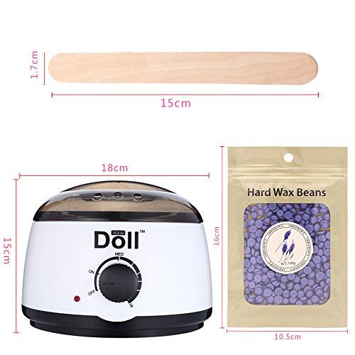 Appareil Chauffe Cire, AIDUE Kit d’Épilation Électrique à la Cire Machine à Épiler Professionnel avec 4x100g Epilation Cire Perles et 30 Spatules en Bois, Idéal pour Femmes Hommes