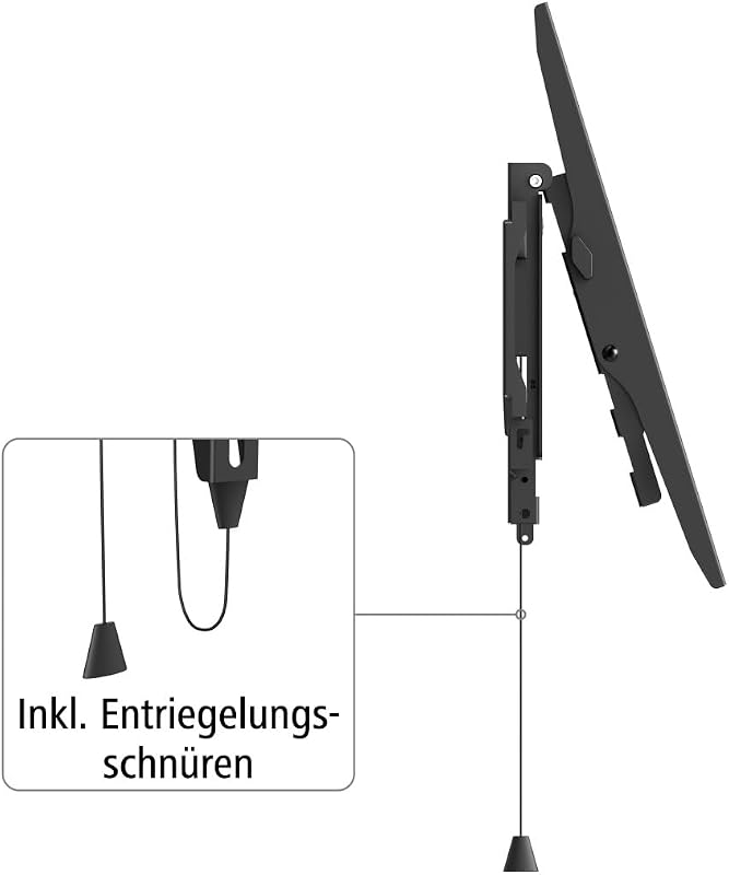 TV Wandhalterung, neigbar, mit Diebstahlschutz (TV Wandhalterung 37-90 Zoll, VESA 100x100 bis VESA 600x400, bis 50kg, ideal für den öffentlichen Raum, mit Fischer-Dübeln) schwarz